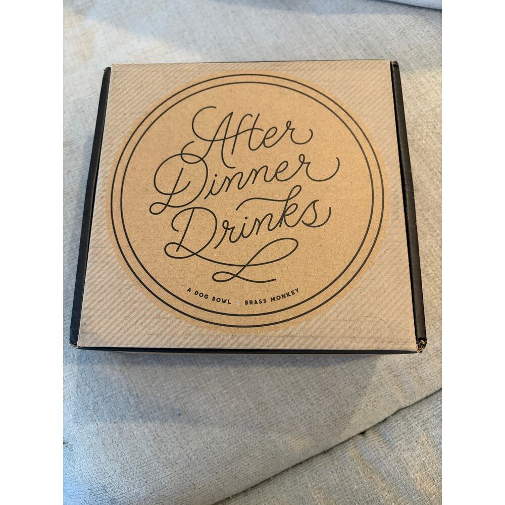 Brass Monkey Ceramic Dog Bowl “After Dinner Drinks” 40 oz Funny Pet